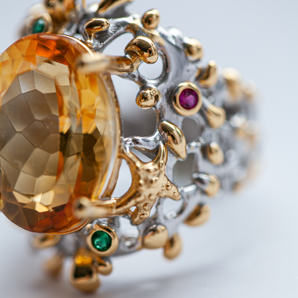 巴西黄水晶戒指