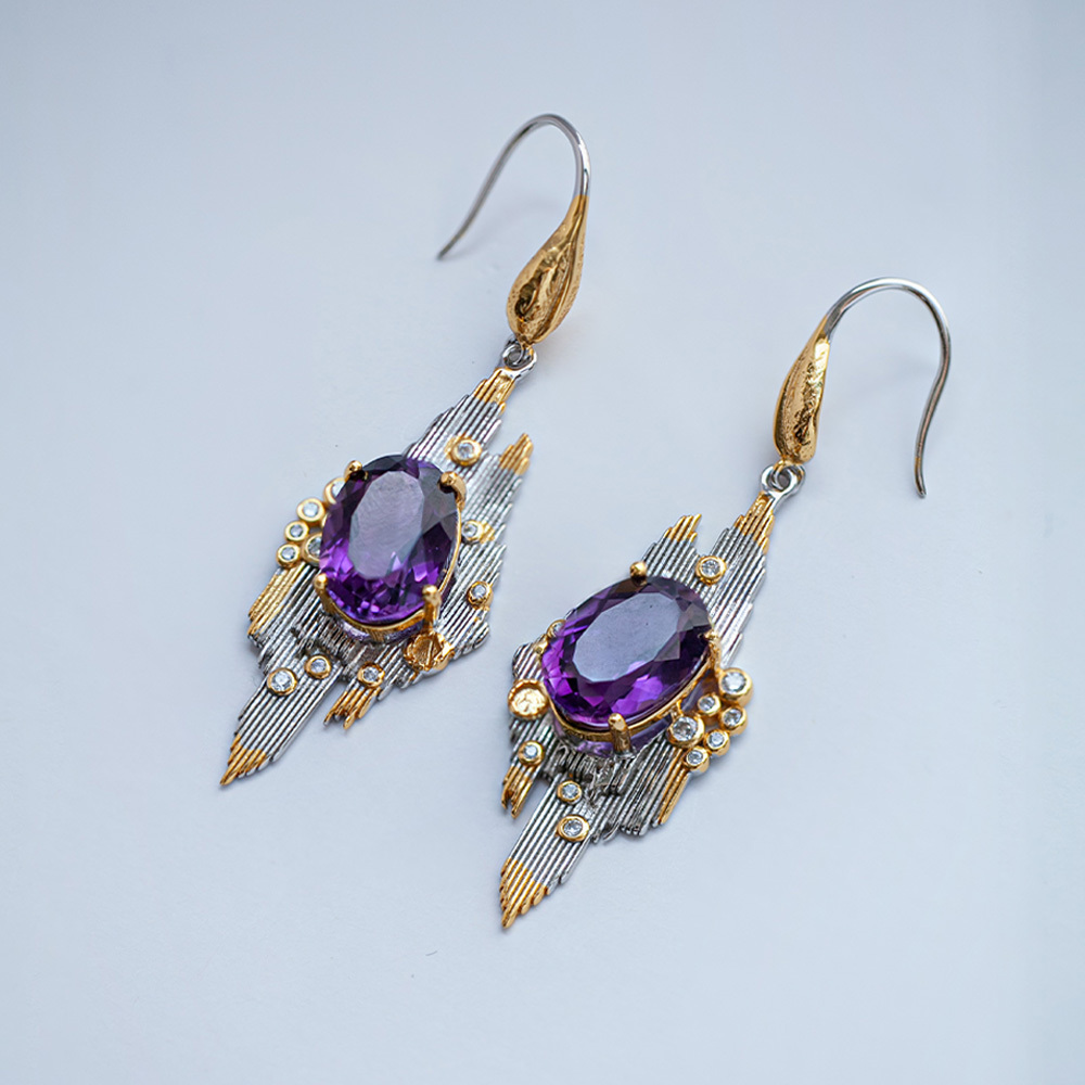 紫水晶耳钩