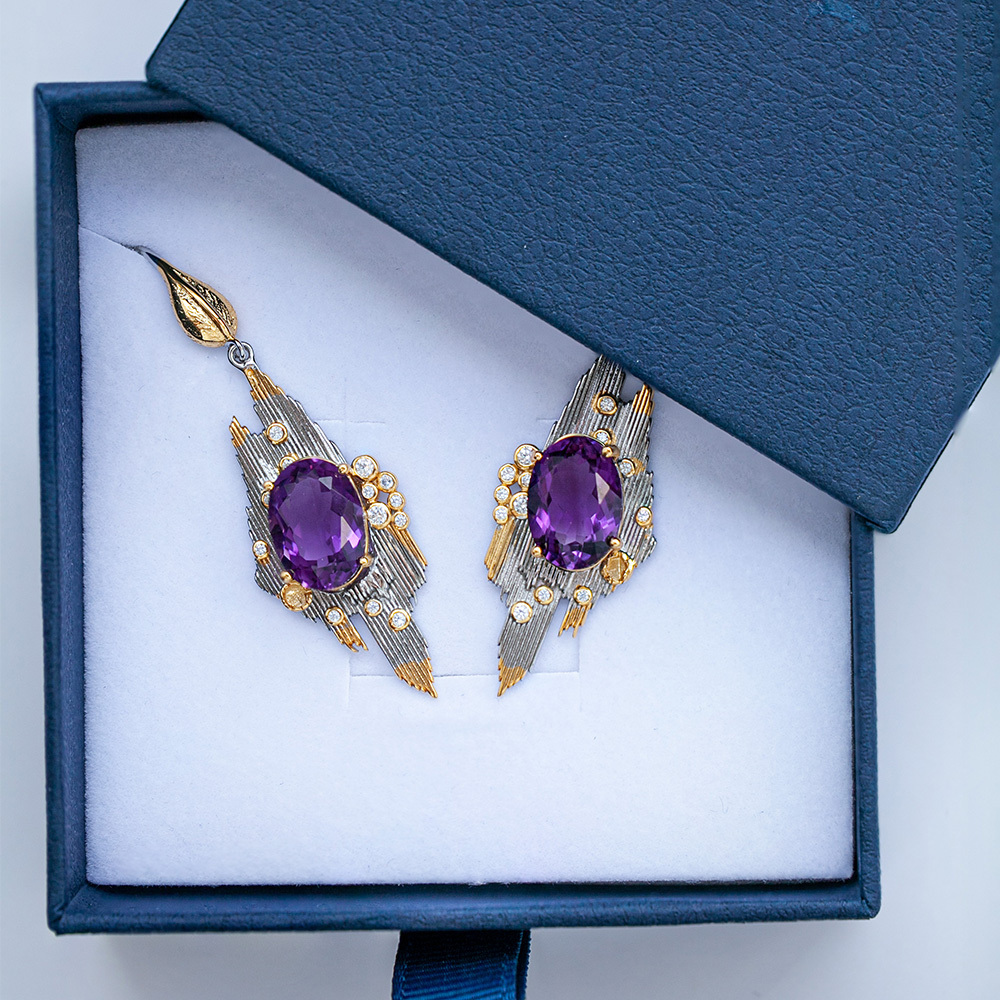 紫水晶耳钩