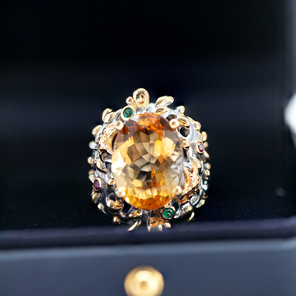 巴西黄水晶戒指