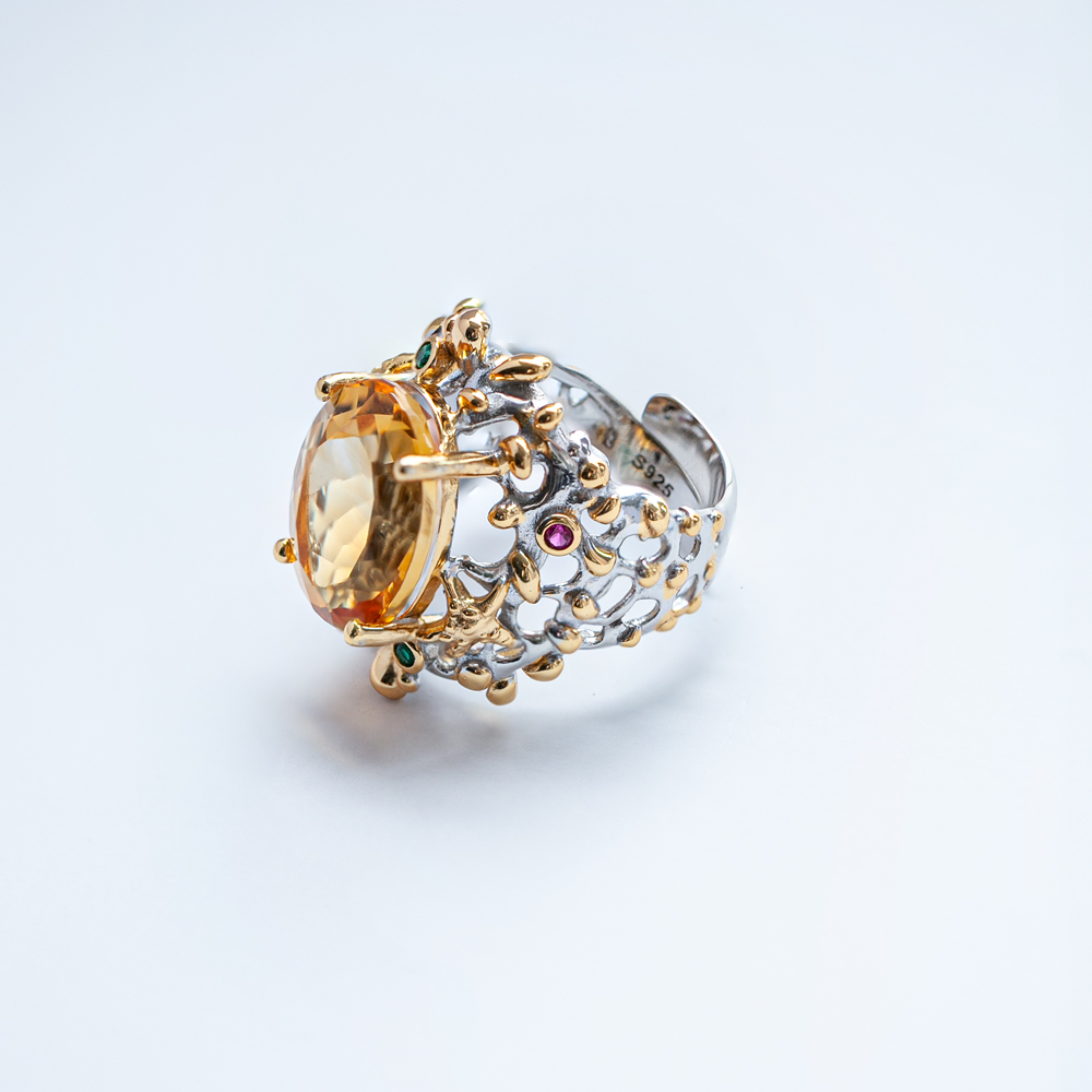 巴西黄水晶戒指