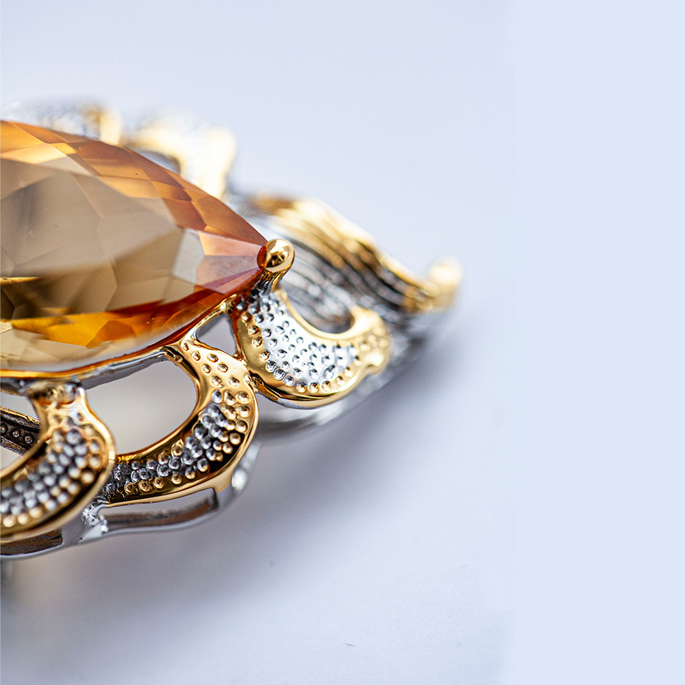 黄水晶两用款吊坠