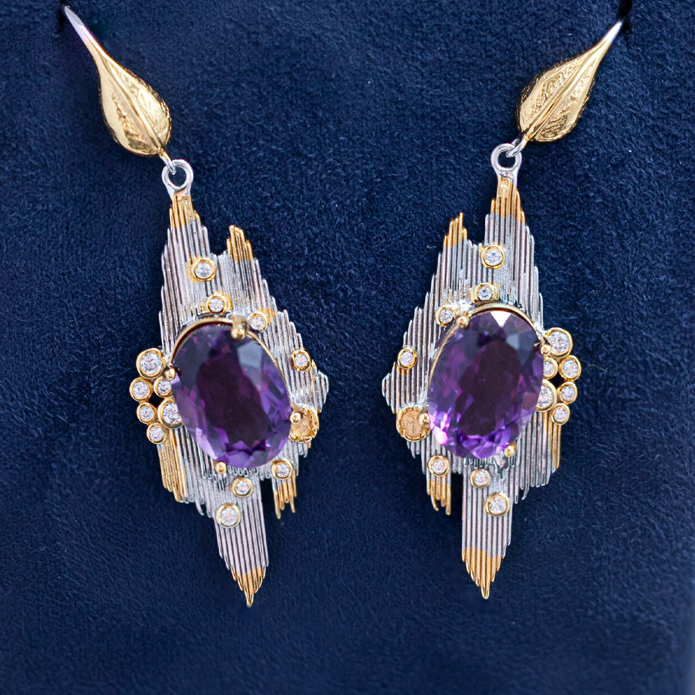 紫水晶耳钩