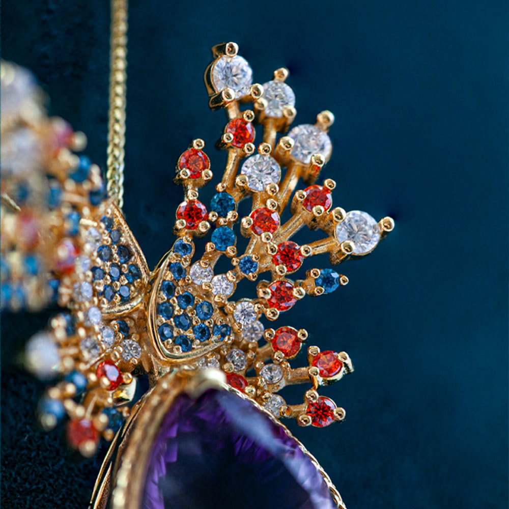 紫水晶鹿角吊坠