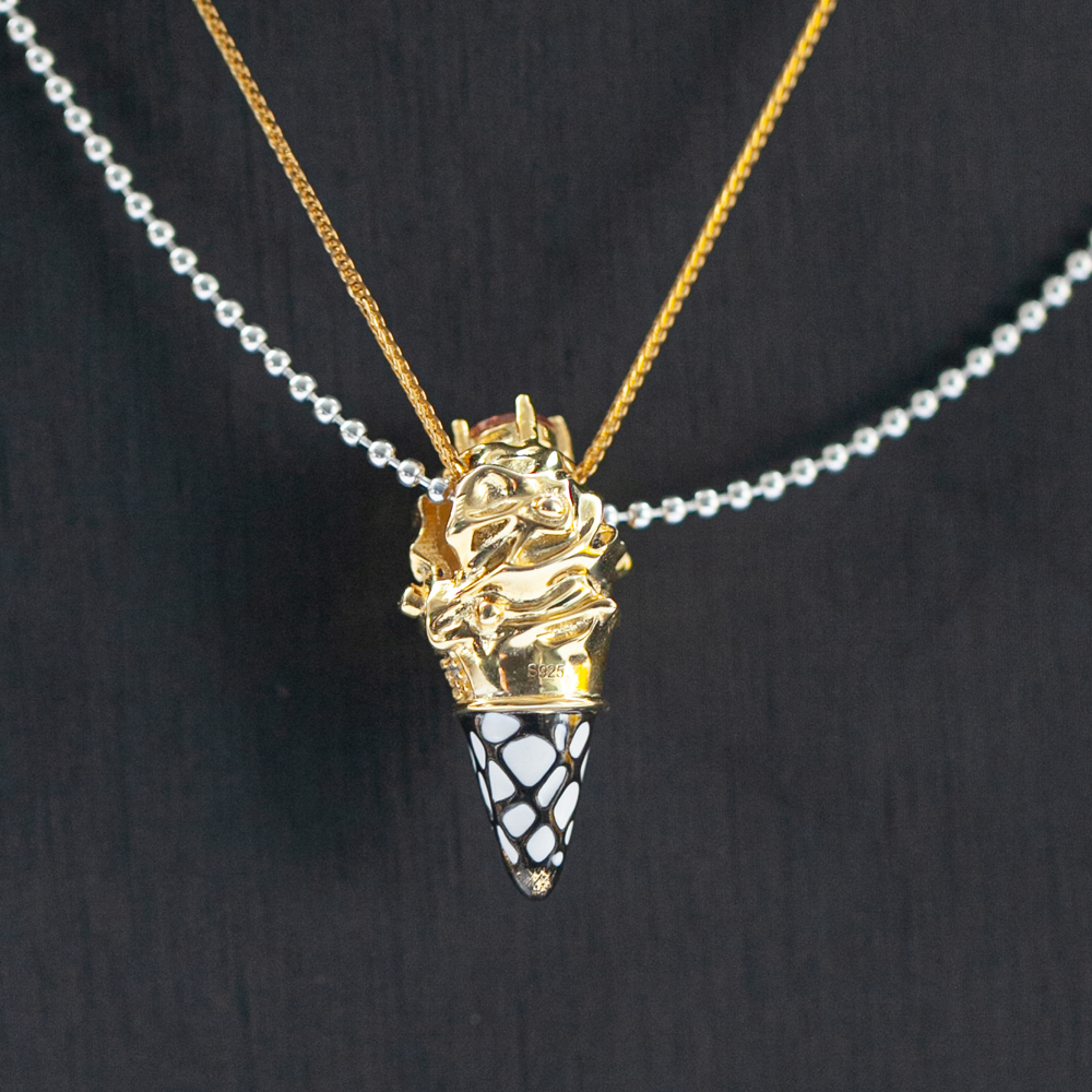 DIY设计款甜筒造型S925银吊坠