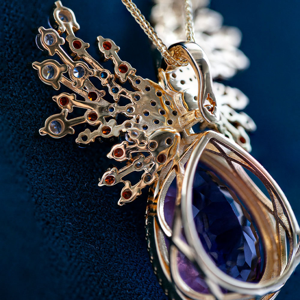 紫水晶鹿角吊坠