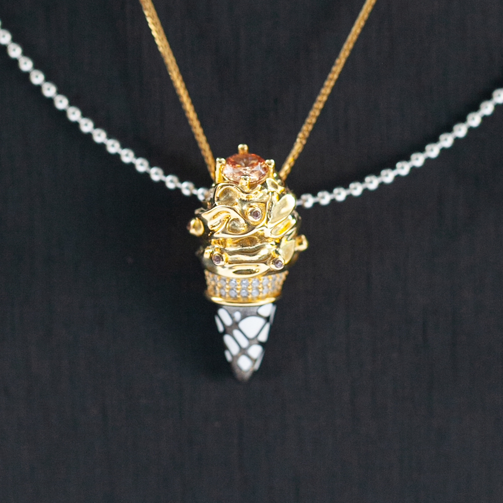 DIY设计款甜筒造型S925银吊坠