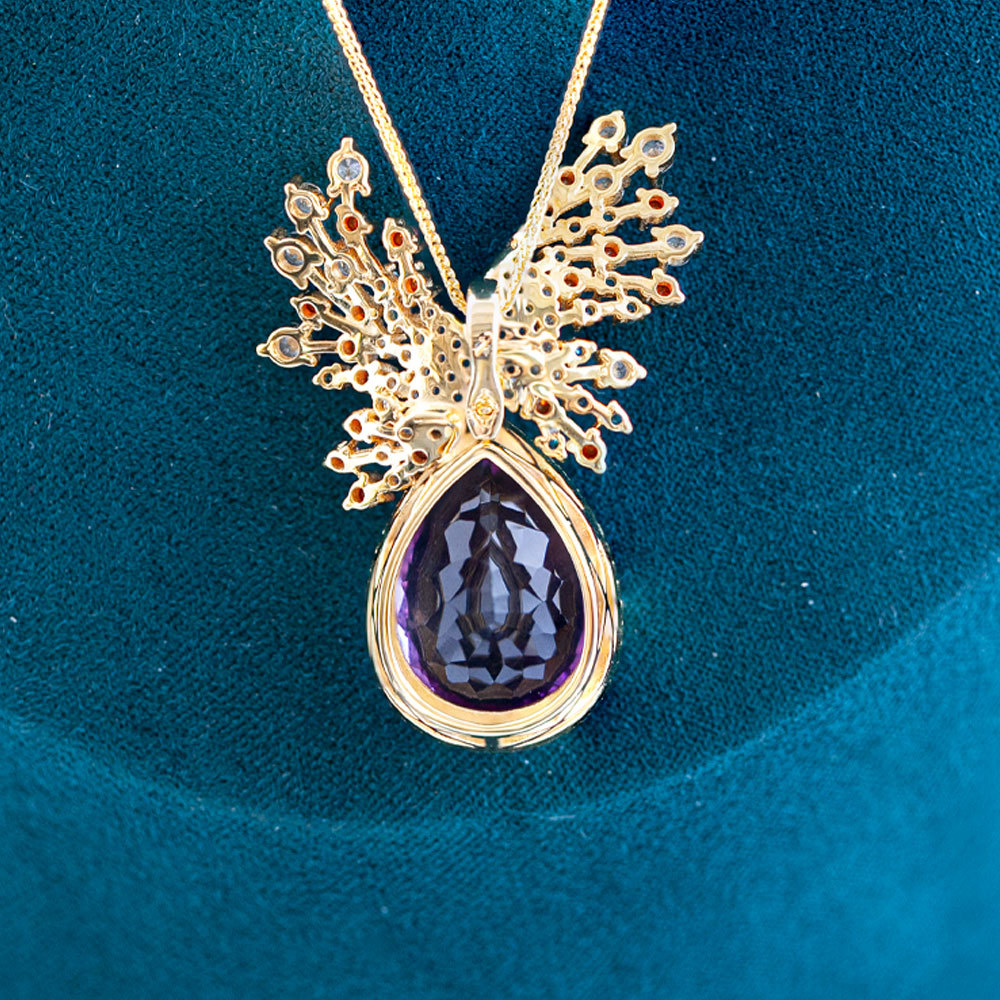 紫水晶鹿角吊坠