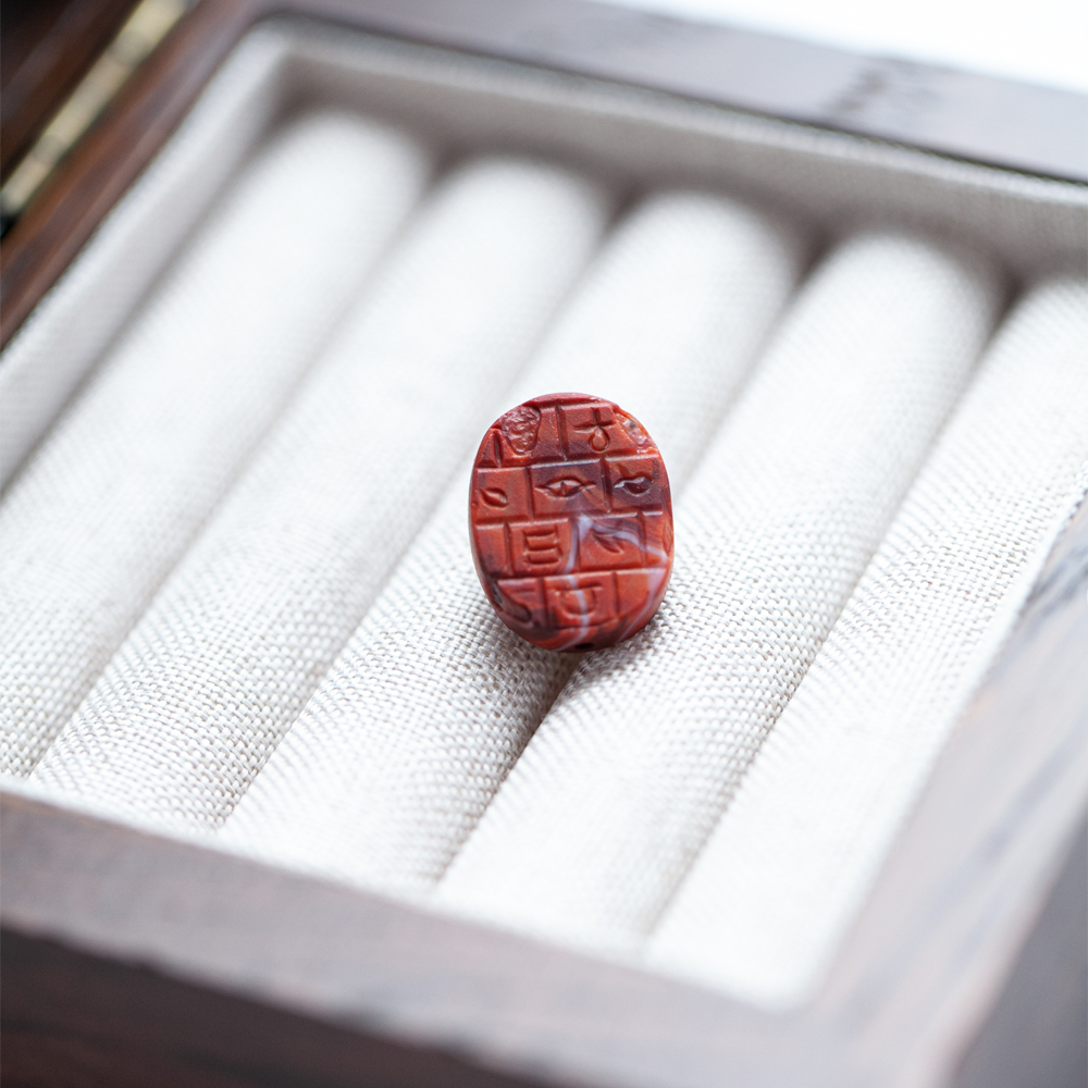 南红雕刻件面具