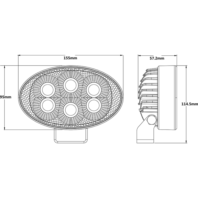 Oval shape O60 LED work light,Oval shape 66W extra wide 60° flood LED tractor minning work light,NSSC LIGHTING