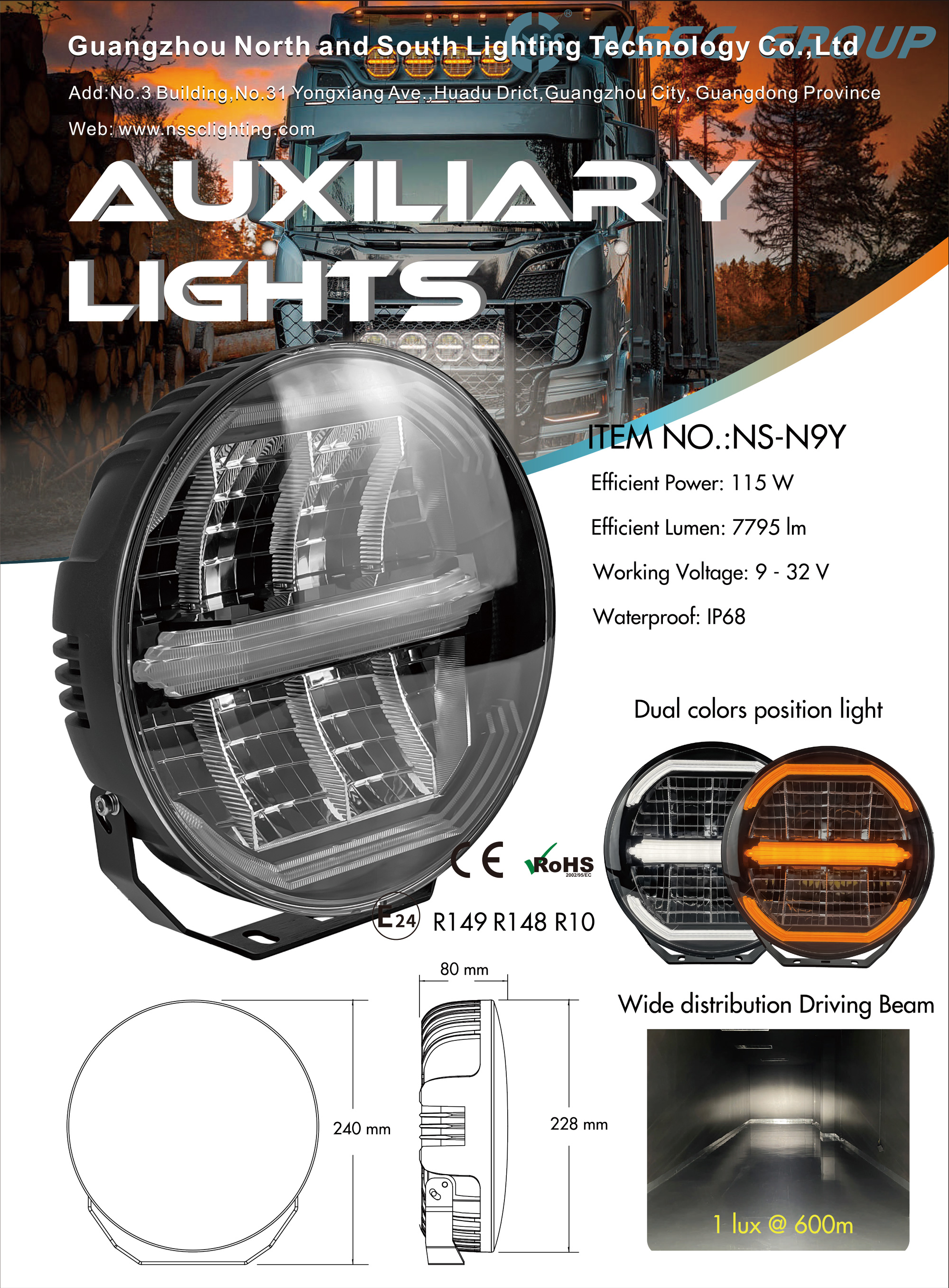 NSSC N9Y 9 inch LED Auxiliary light catalog