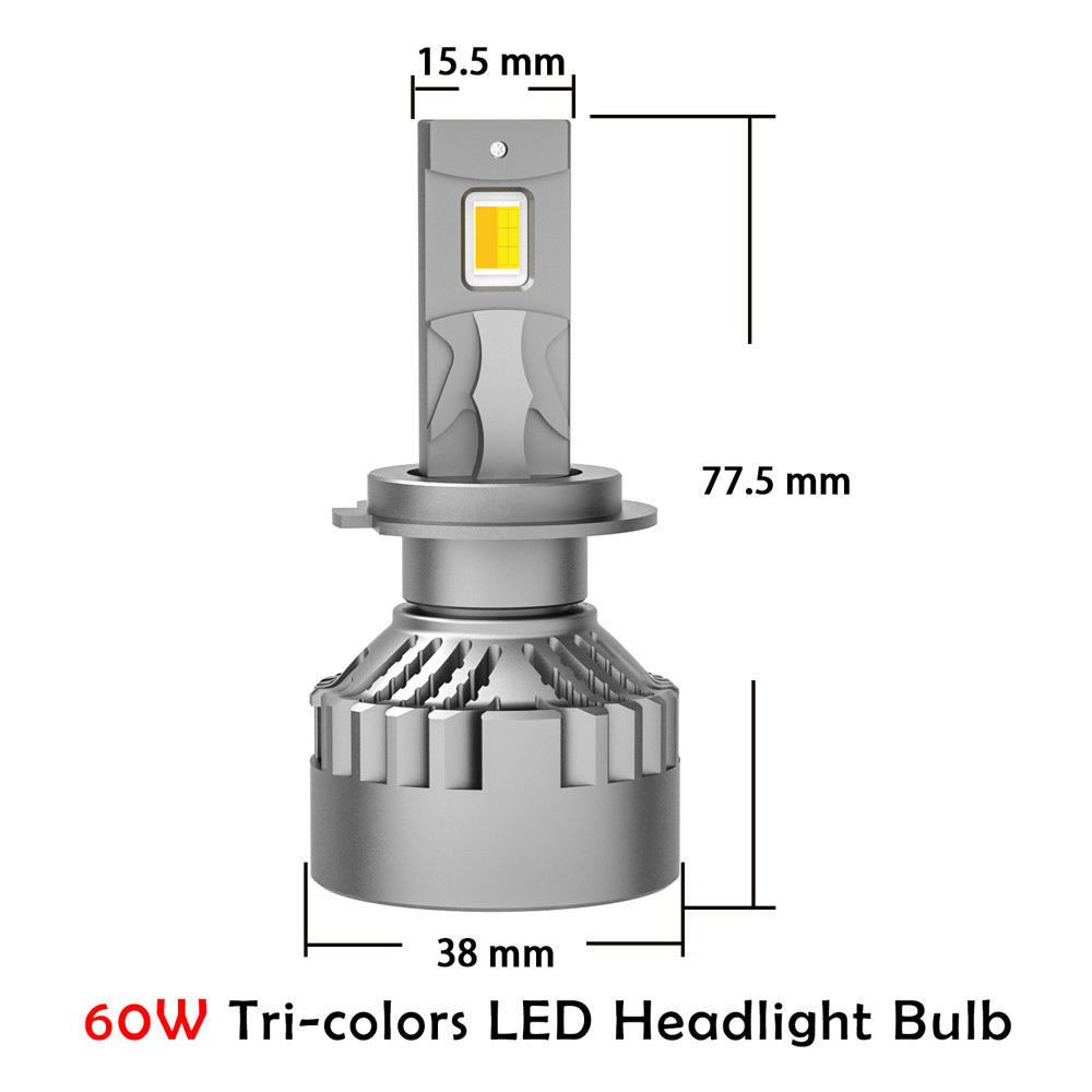 Z38T 60W H7 Tri-Color LED Headlight Bulb  | 38mm Housing for Cars, Trucks, SUVs,Z38T 60W H7 Tri-Color LED Headlight Bulb  | 38mm Housing for Cars, Trucks, SUVs,NSSC LIGHTING