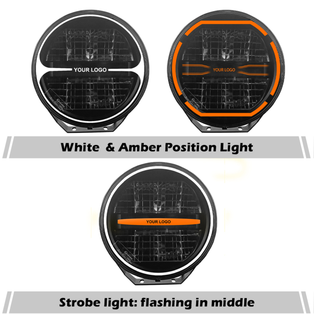N9Y-LT create 9 inch LED auxiliary light with custom-made position light pattern & strobe light,N9Y-Creative Series: 9" Customizable LED Auxiliary Light with Personalized Design & Driving Beam,NSSC LIGHTING