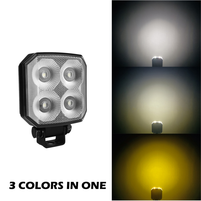 3‑Color Ultra Wide Flood LED Work Lamp | WL-04T – 24W, IP68, 9‑50V DC, Ideal for Trucks & Machinery,24W 3-Color LED Work Light IP68 9-50V – for Tractor Truck Machinery WL-04T,NSSC LIGHTING