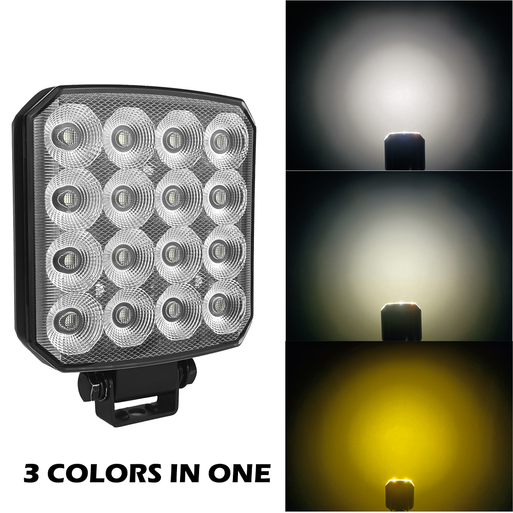 3‑Color Ultra Wide Flood LED Work Lamp | WL-16T – 24W, IP68, 9‑50V DC, Ideal for Trucks & Machinery,90W 3-Color LED Work Light IP68 9-50V – for Tractor Truck Machinery WL-16T,NSSC LIGHTING