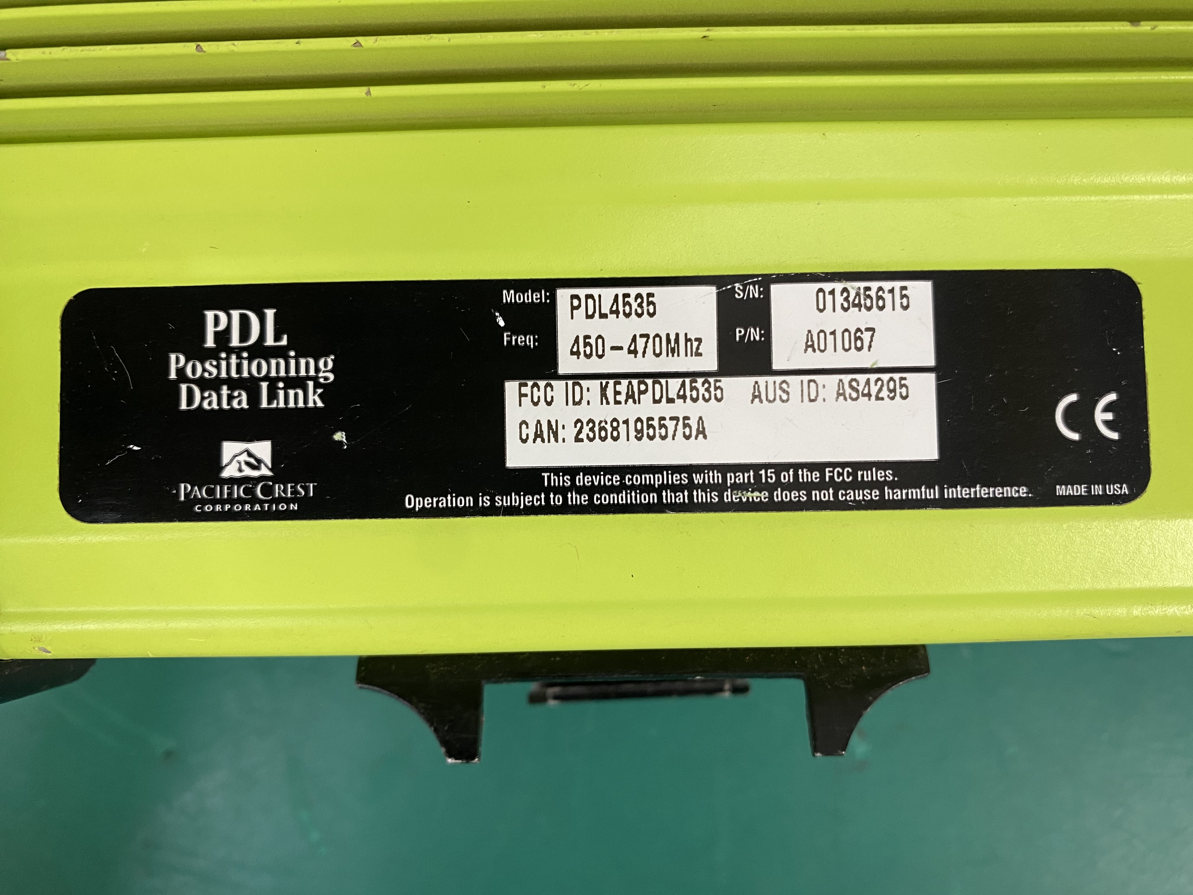 JAVAD PDL Positioning Data Link PACIFIC CREST CORPORATION PDL4535 450-470Mhz