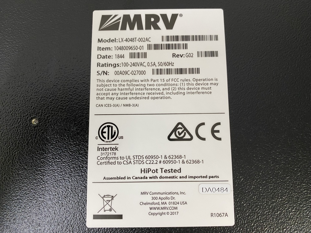 NEW MRV LX-4048T-002AC 48-Port Console Server