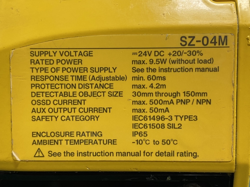 KEYENCE SAFETY LASER SCANNER SZ-04M 24V DC