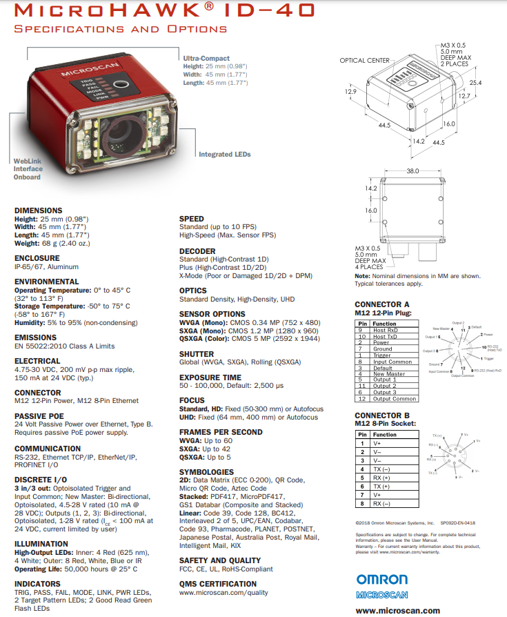 Microscan MicroHAWK ID-40 Barcode Scanner Reader -2