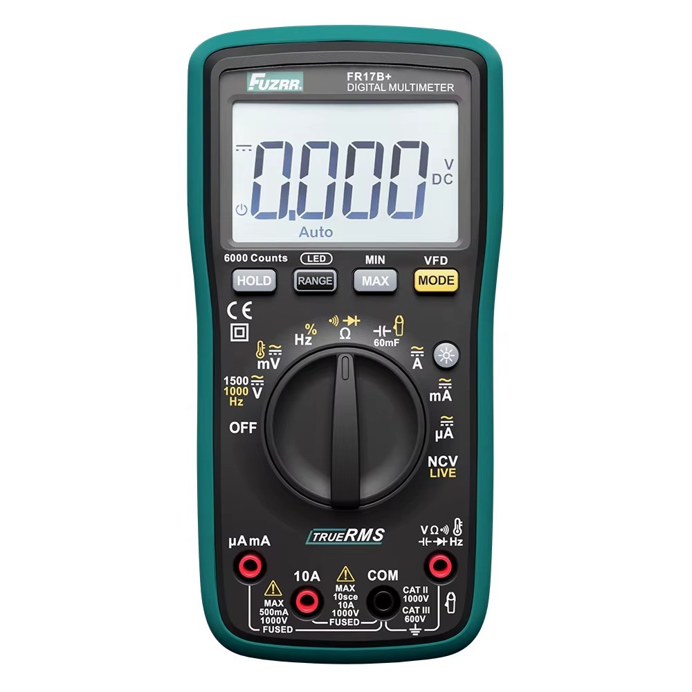 New Box FUZRR  FR17B+ Unit True RMS Auto Range 6000 Counts DC AC 1000V 1500V Handheld Professional Digital Multimeter Tester