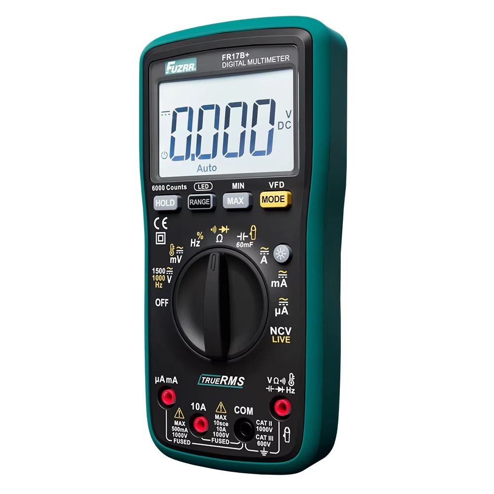 New Box FUZRR  FR17B+ Unit True RMS Auto Range 6000 Counts DC AC 1000V 1500V Handheld Professional Digital Multimeter Tester