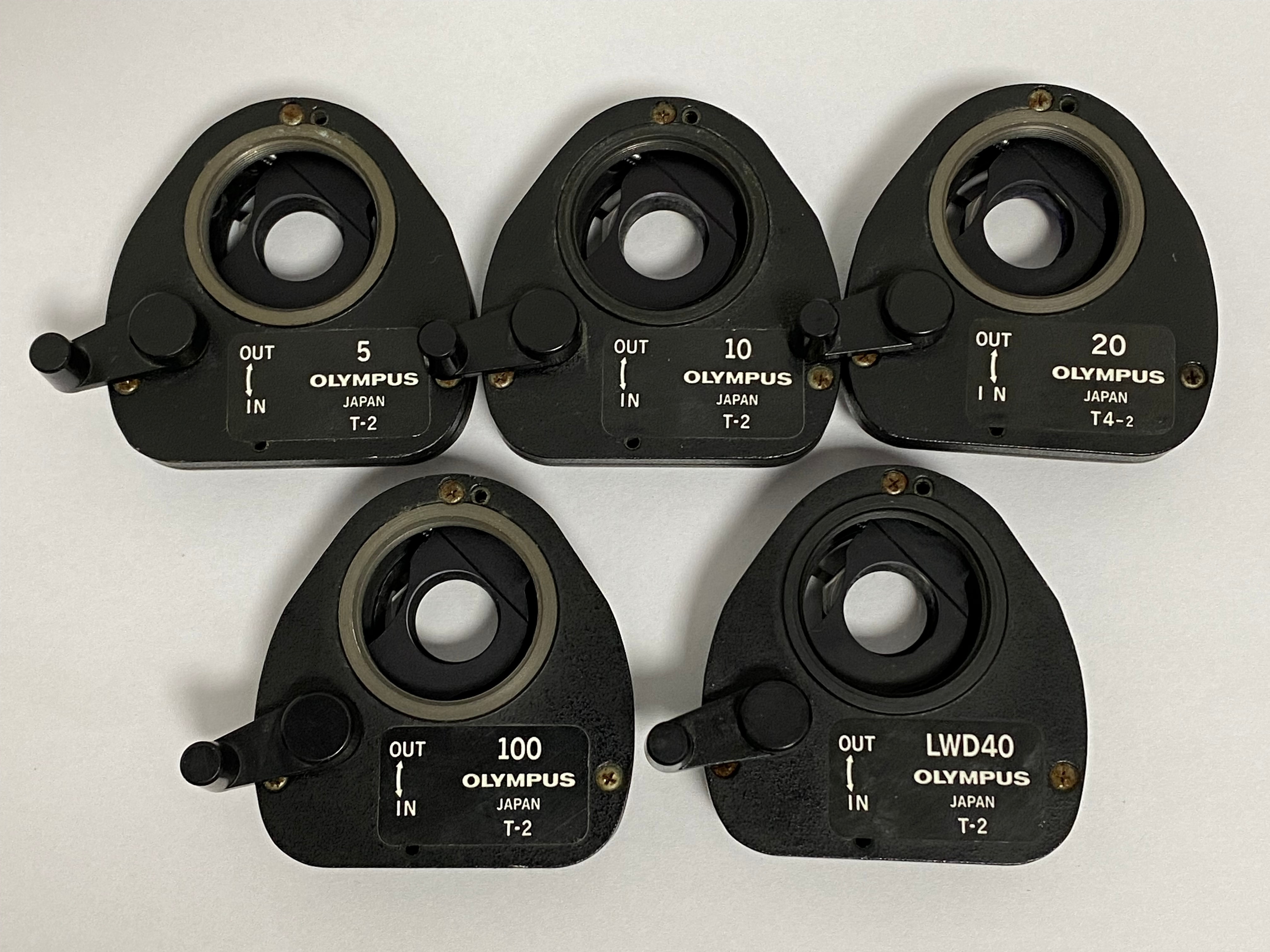 Olympus microscope DIC prisms sliders 5x 10x 20x LWD40x 100x T-2 T4-2