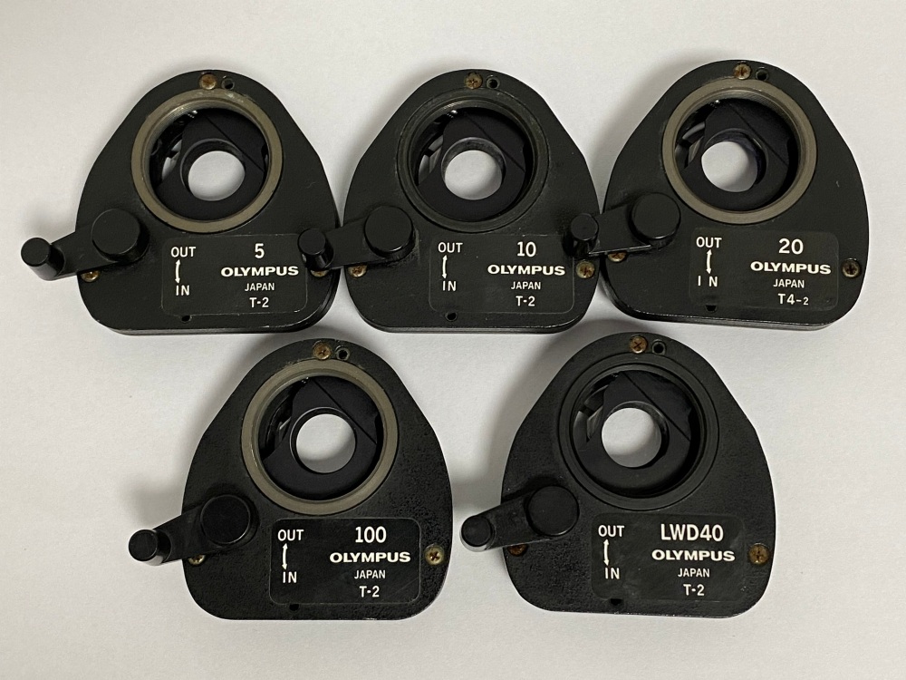 Olympus microscope DIC prisms sliders 5x 10x 20x LWD40x 100x T-2 T4-2