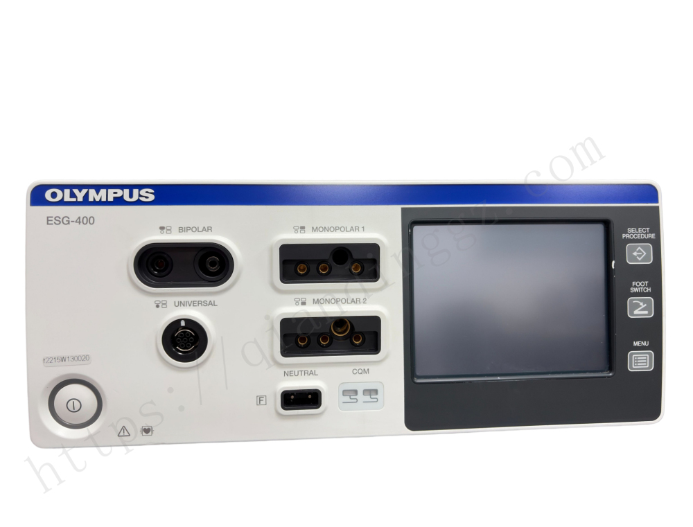 Front panel of Olympus ESG-400 electrosurgical generator in standby mode