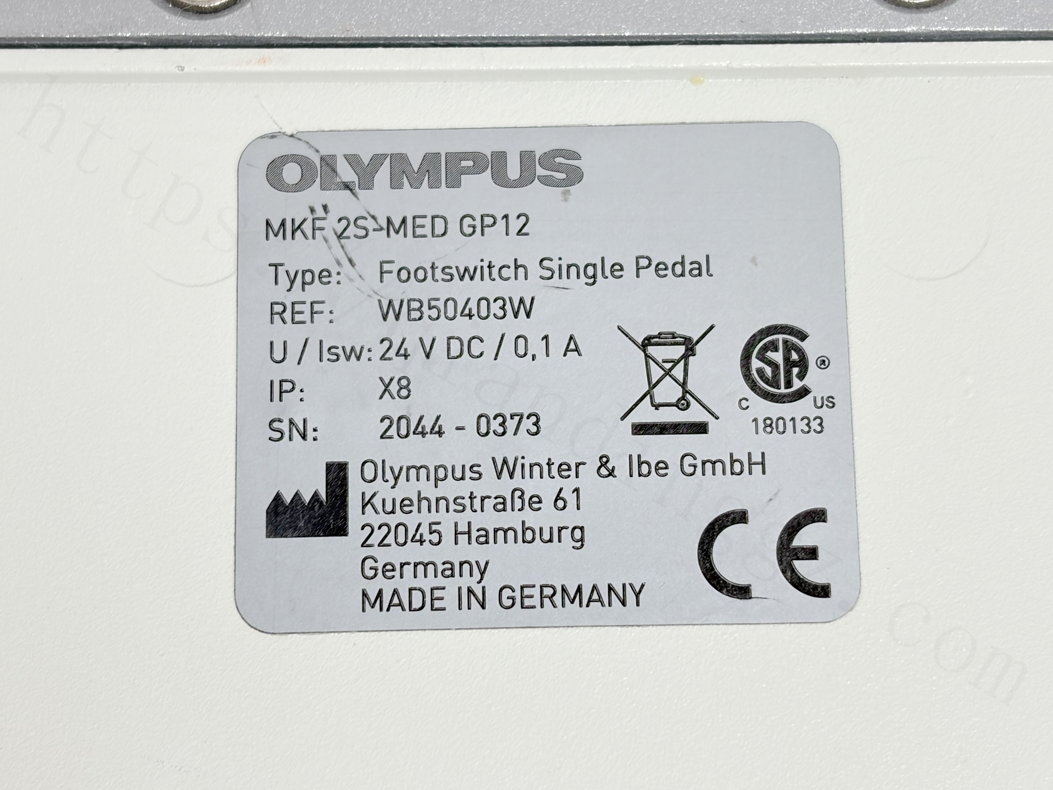 Olympus WB50403W Nameplate SN 2044 0373 Used