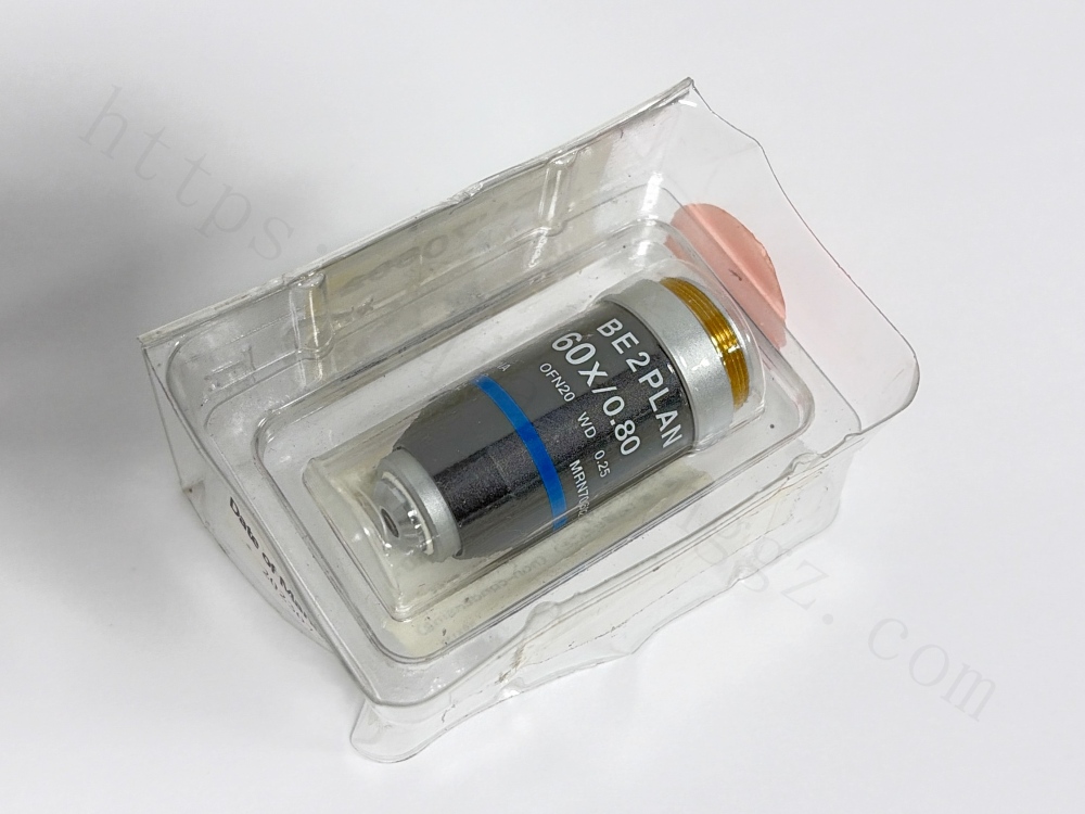 Nikon BE2 Plan 60X objective lens, original protective packaging, industrial equipment