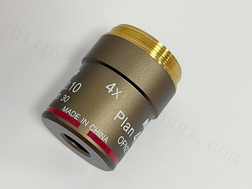 Nikon Plan 4X objective lens showing Made in China marking