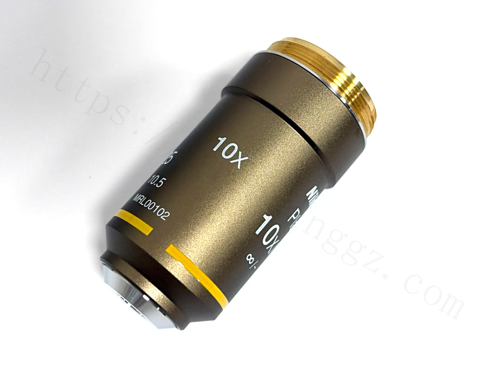 Side profile of Nikon Plan 10X 0.25 MRL00102 objective lens