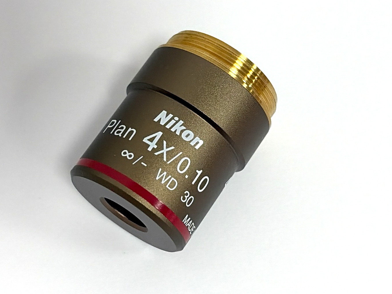 Nikon Plan 4X 0.10 infinity corrected objective lens view