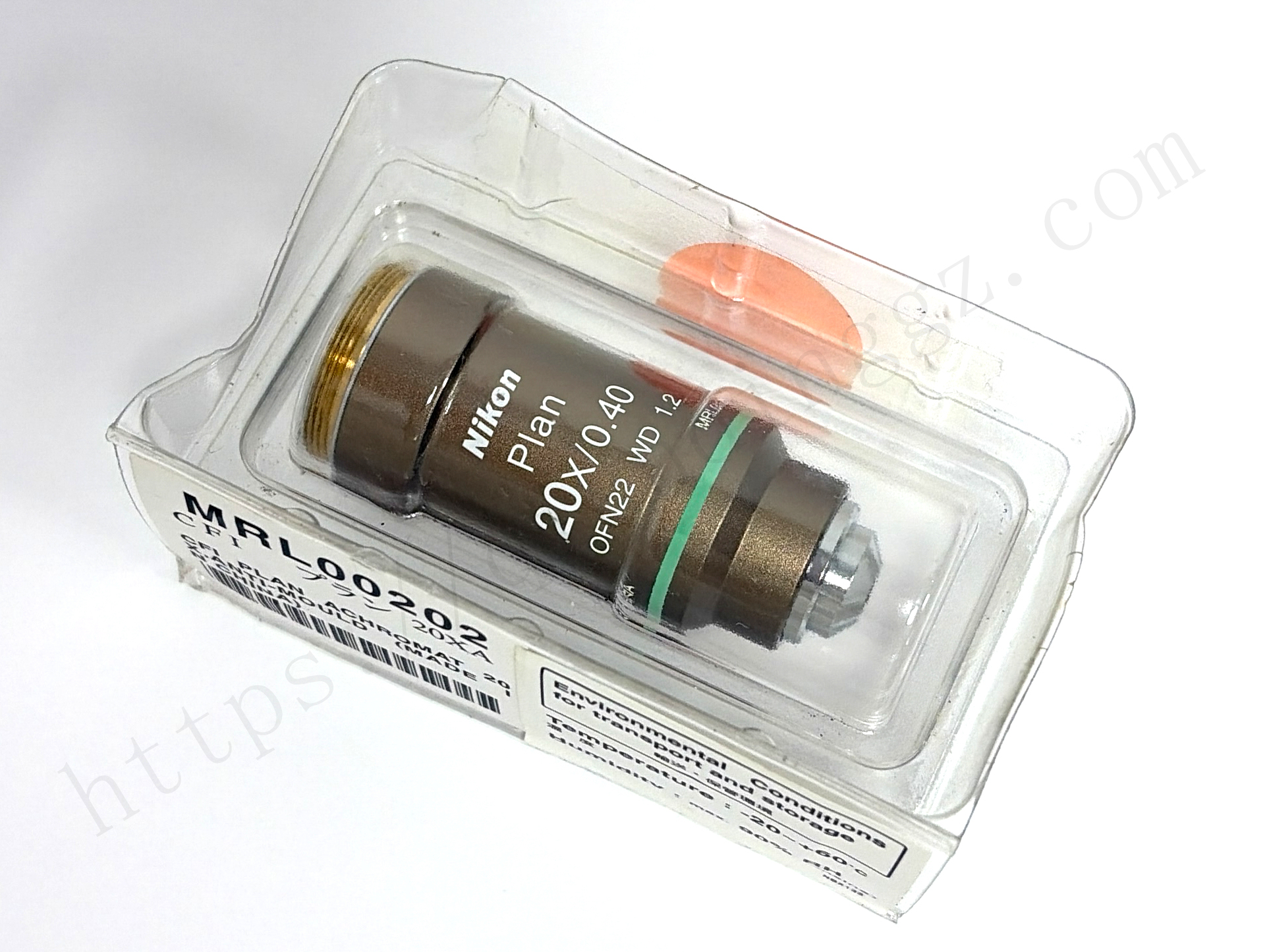 Nikon Plan 20X microscope objective lens MRL00202 in original plastic packaging