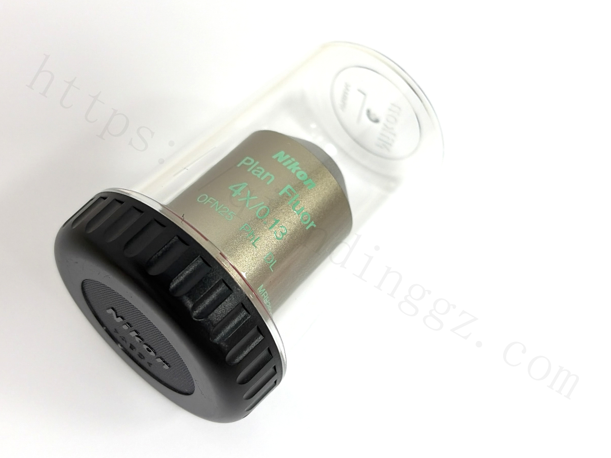 Nikon 4x Phase Contrast objective lens with original black cap and plastic case