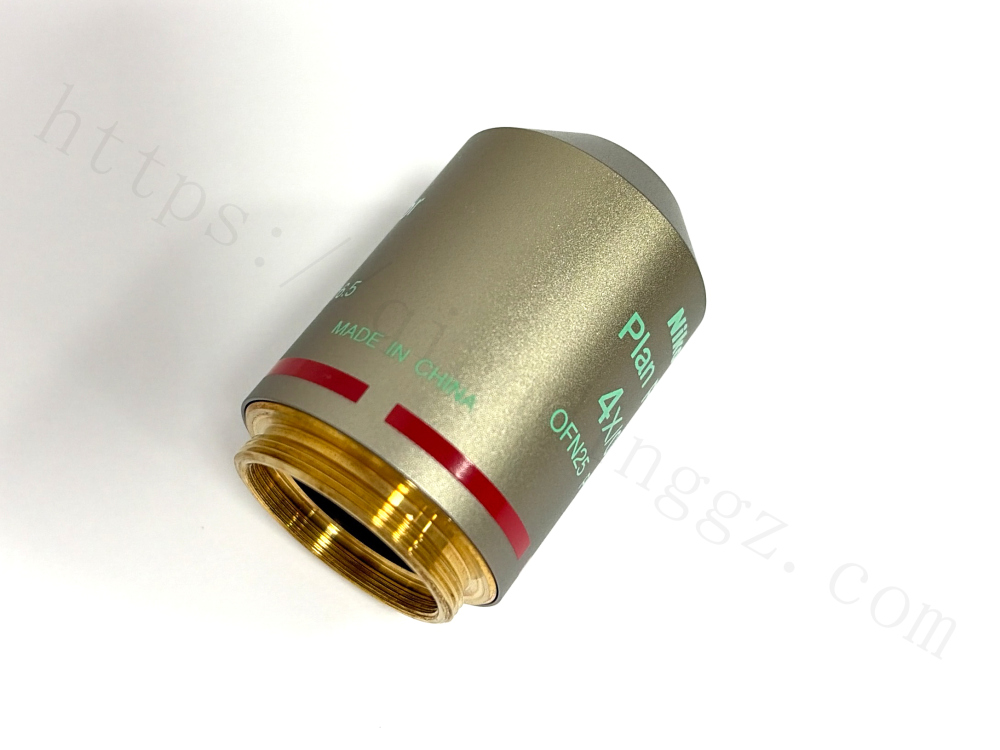 Nikon 4x phase contrast objective showing infinity 1.2 and WD 16.5 markings