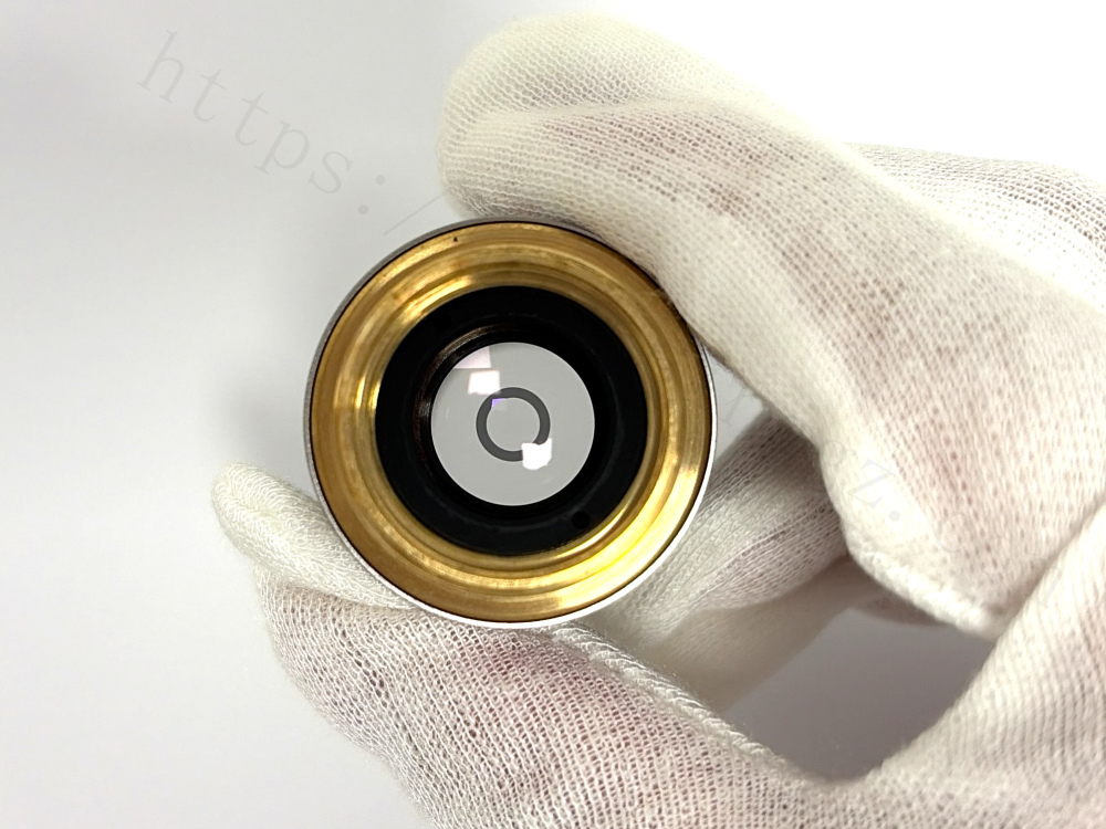 Top view showing clean inner optical glass of Nikon MRH20045 objective