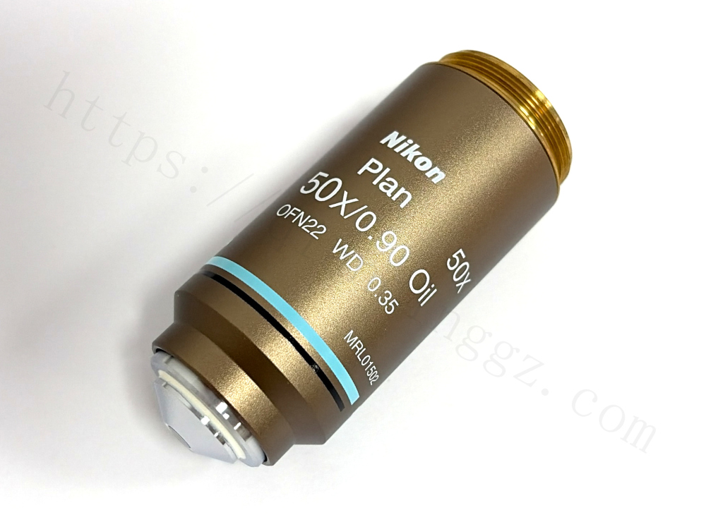 Nikon Plan 50x Oil, OFN22, serial number MRL01502