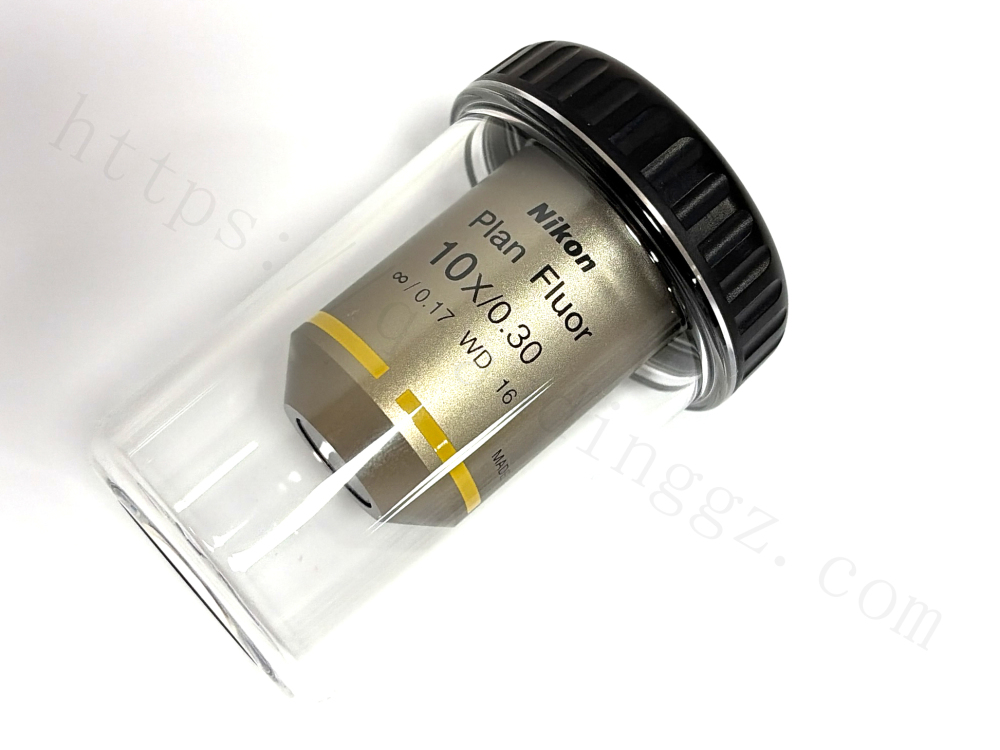 Nikon Plan Fluor 10X/0.30 microscope objective lens MRH00105 in protective case