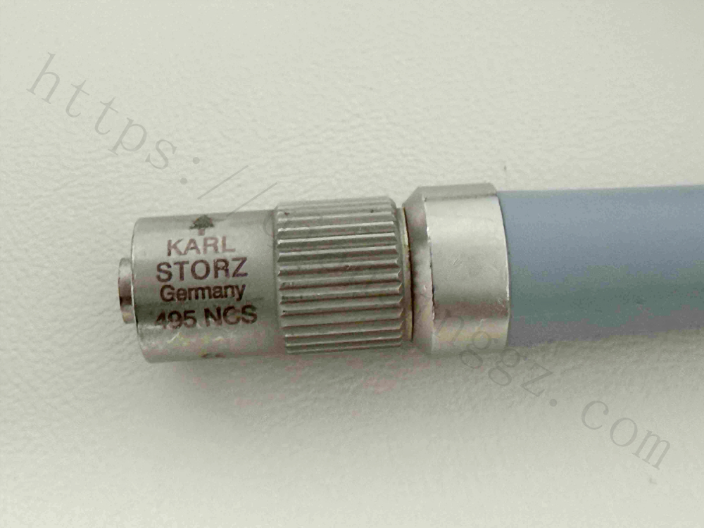 Alt: Close-up of Karl Storz Germany 495 NCS engraving on connector