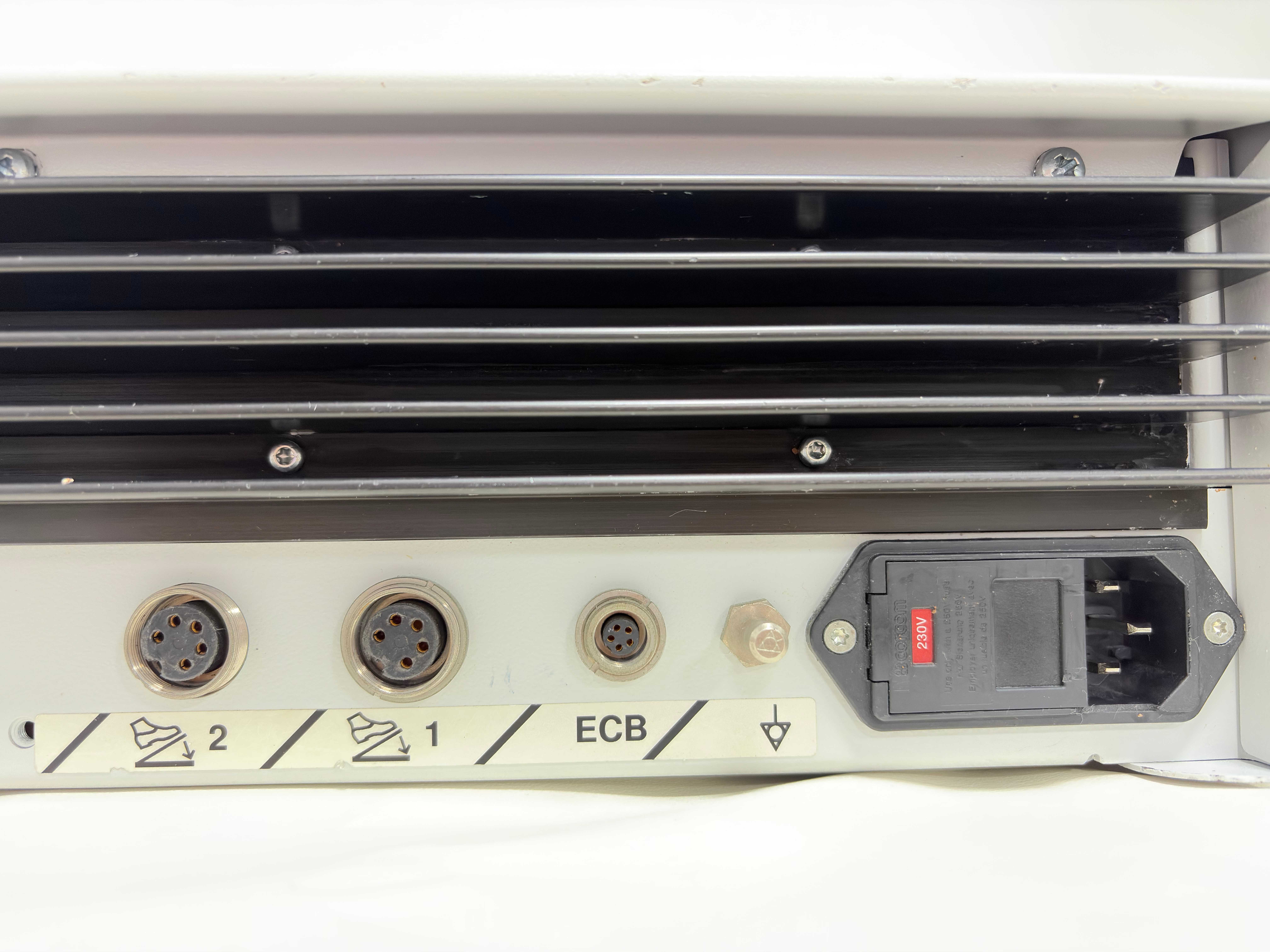 ERBE VIO 300 S electrosurgical unit bottom view, showing chassis ventilation and mounting feet.
