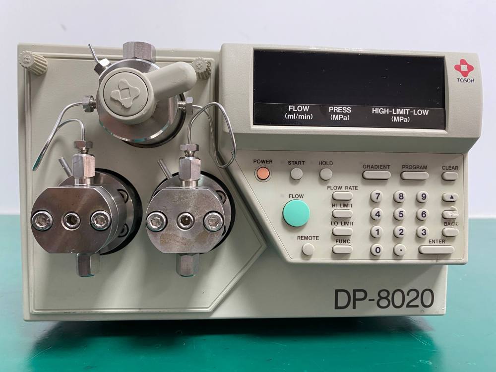 Tosoh DP-8020 HPLC pump dual piston heads and control display