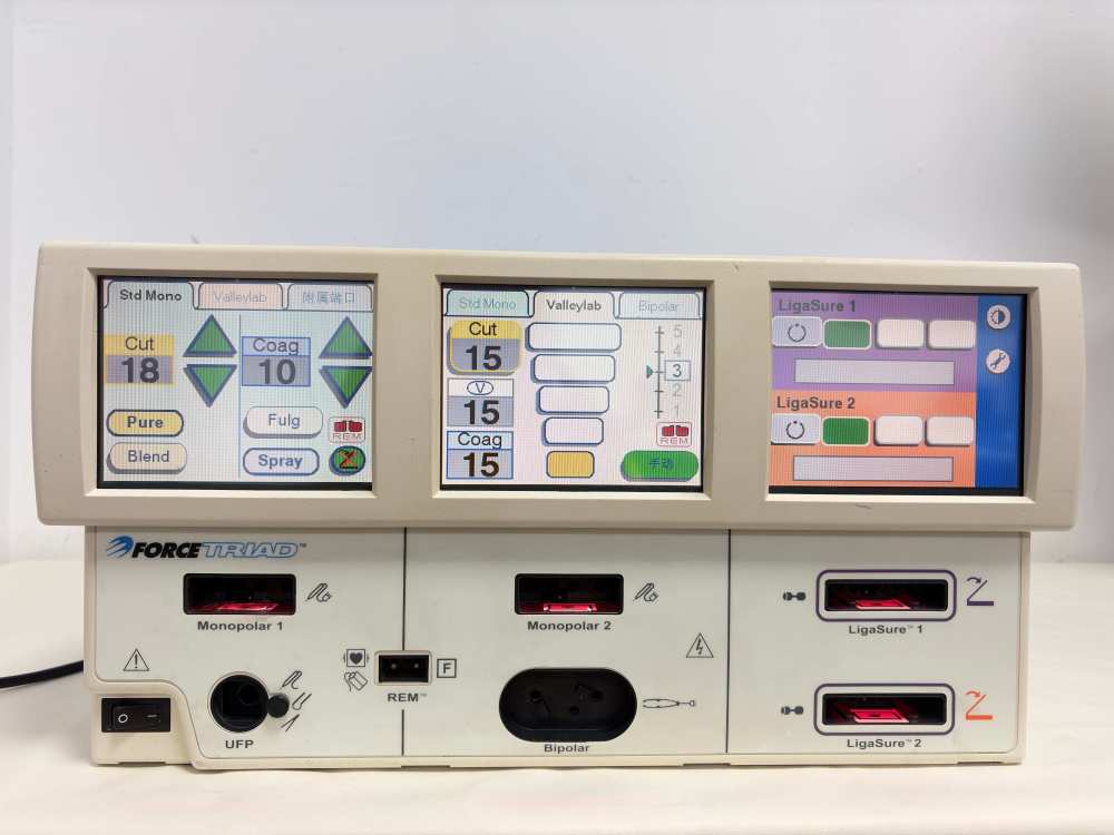 Used Valleylab Force Triad electrosurgical unit front triple touchscreen fully functional