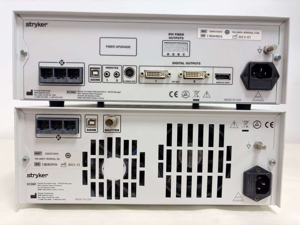 Rear panel connections of Stryker 1288 HD CCU and L9000 including DVI and Display Port