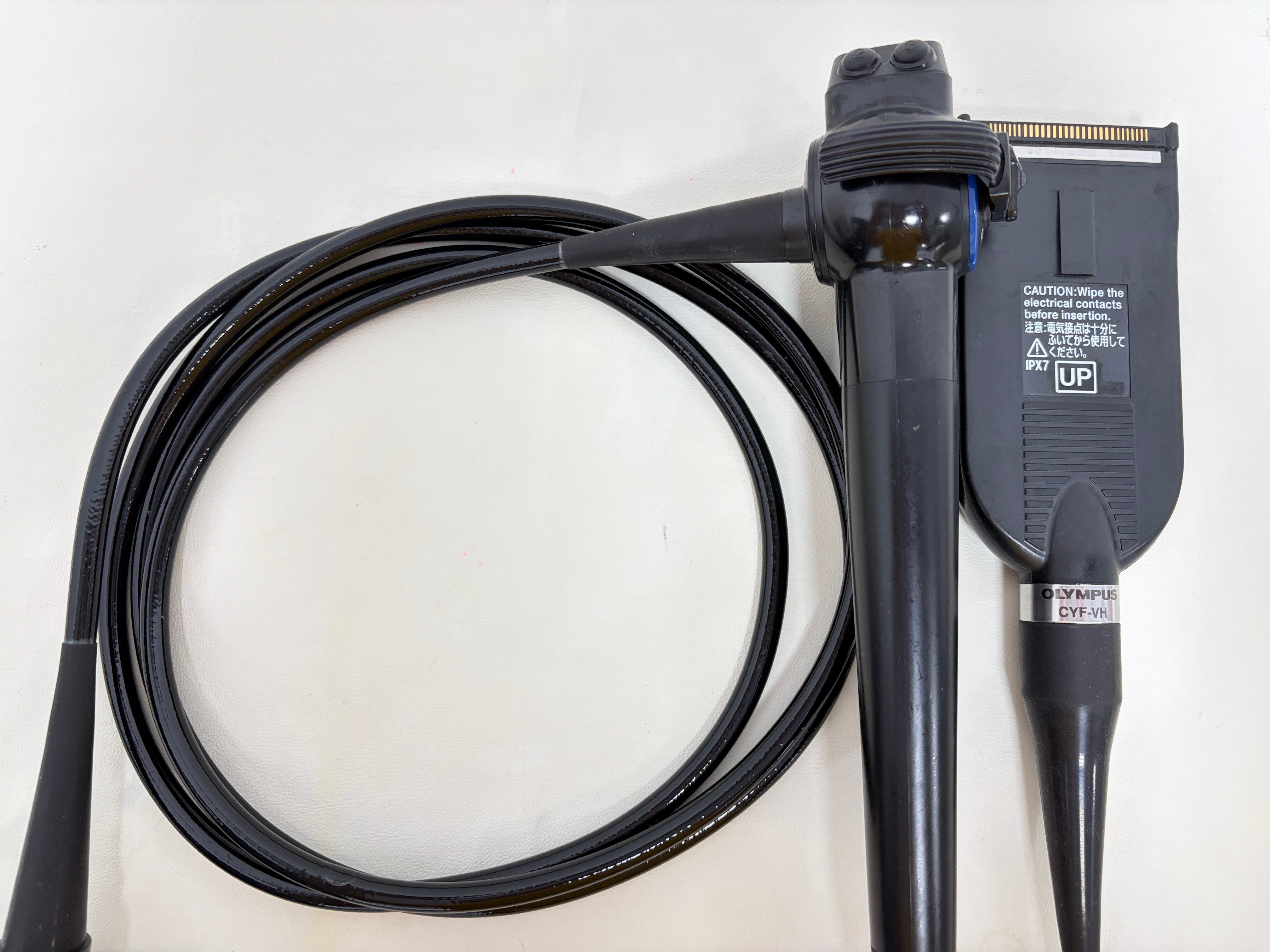 Olympus CYF-VH videoscope connector and insertion tube close-up view