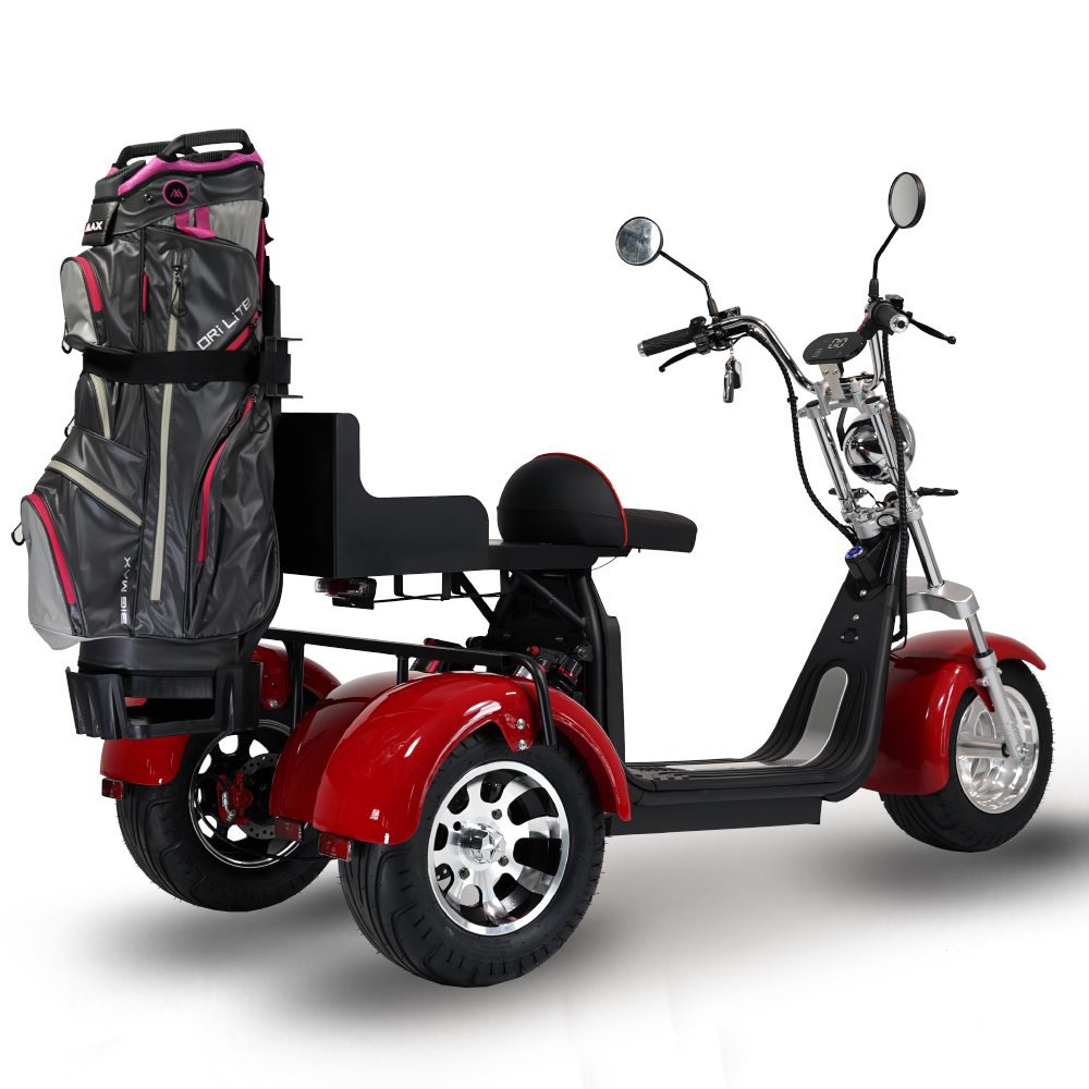 3PLUSCOCO Golf Scooter 3-Wheel Aluminum Alloy Electric Scooter with 10-Inch Citycoco Off-Road Tire 2000W Power 60V Voltage