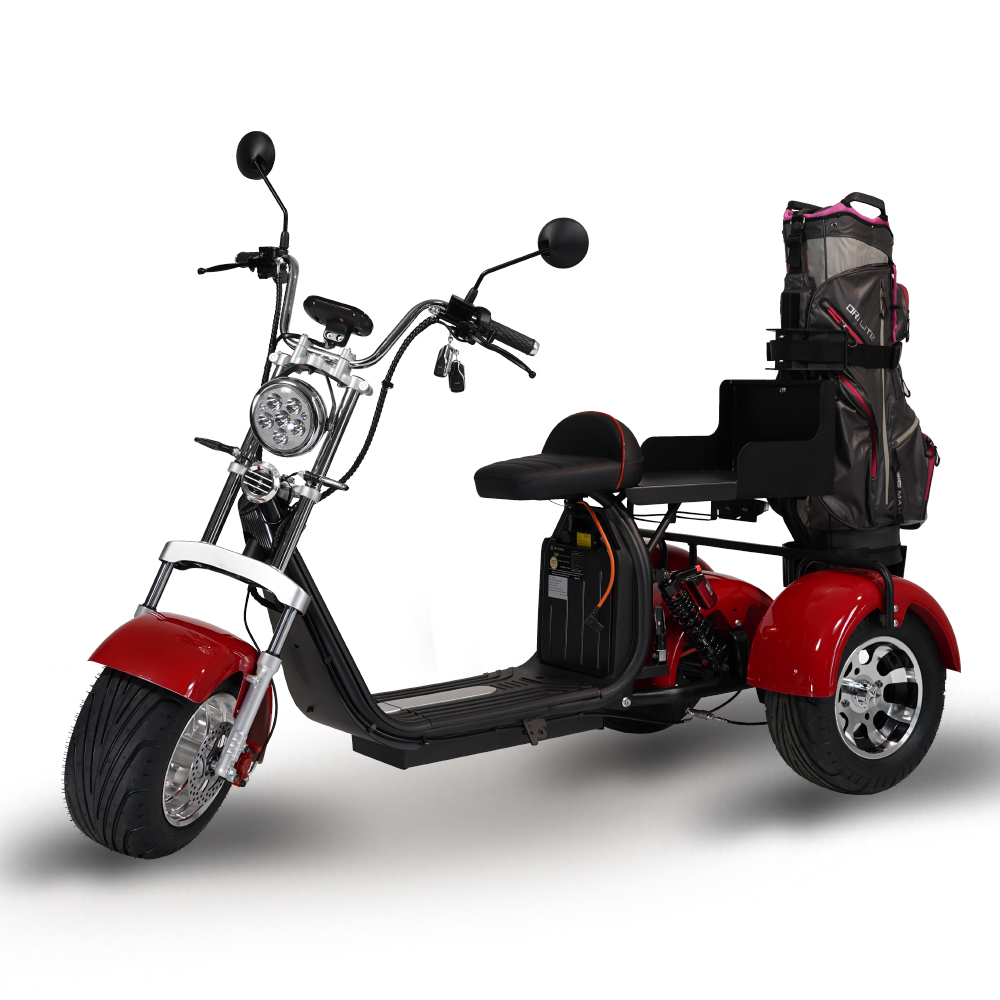 3PLUSCOCO Golf Scooter 3-Wheel Aluminum Alloy Electric Scooter with 10-Inch Citycoco Off-Road Tire 2000W Power 60V Voltage