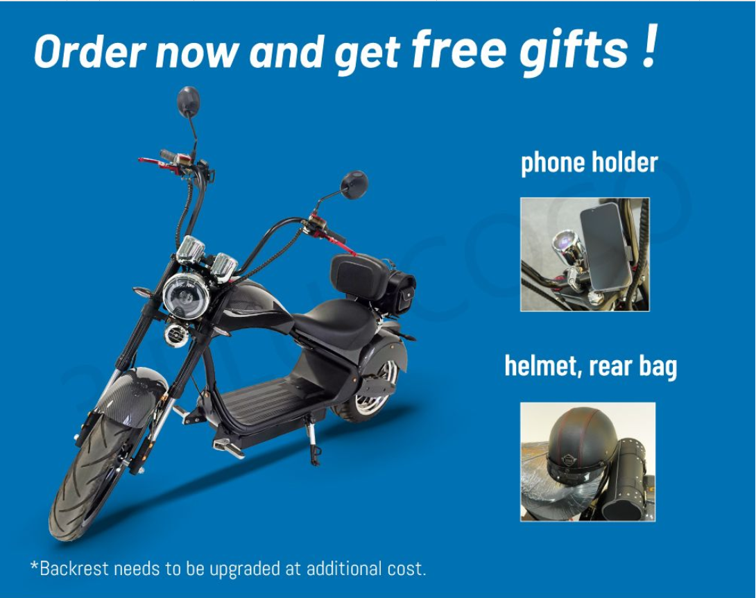 New 4000W 75km/h Chopper EEC COC Fat Tire Electric Citycoco Scooter Motorcycle MH3 Customized E-chopper with Double Seats