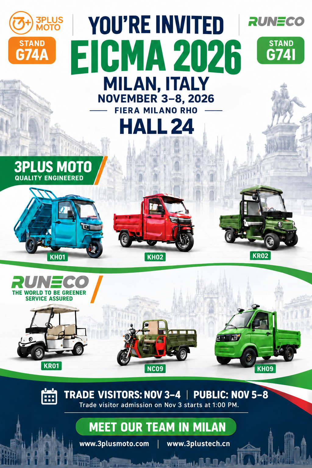 Meet 3PLUS MOTO & RUNECO at EICMA 2026 in Milan