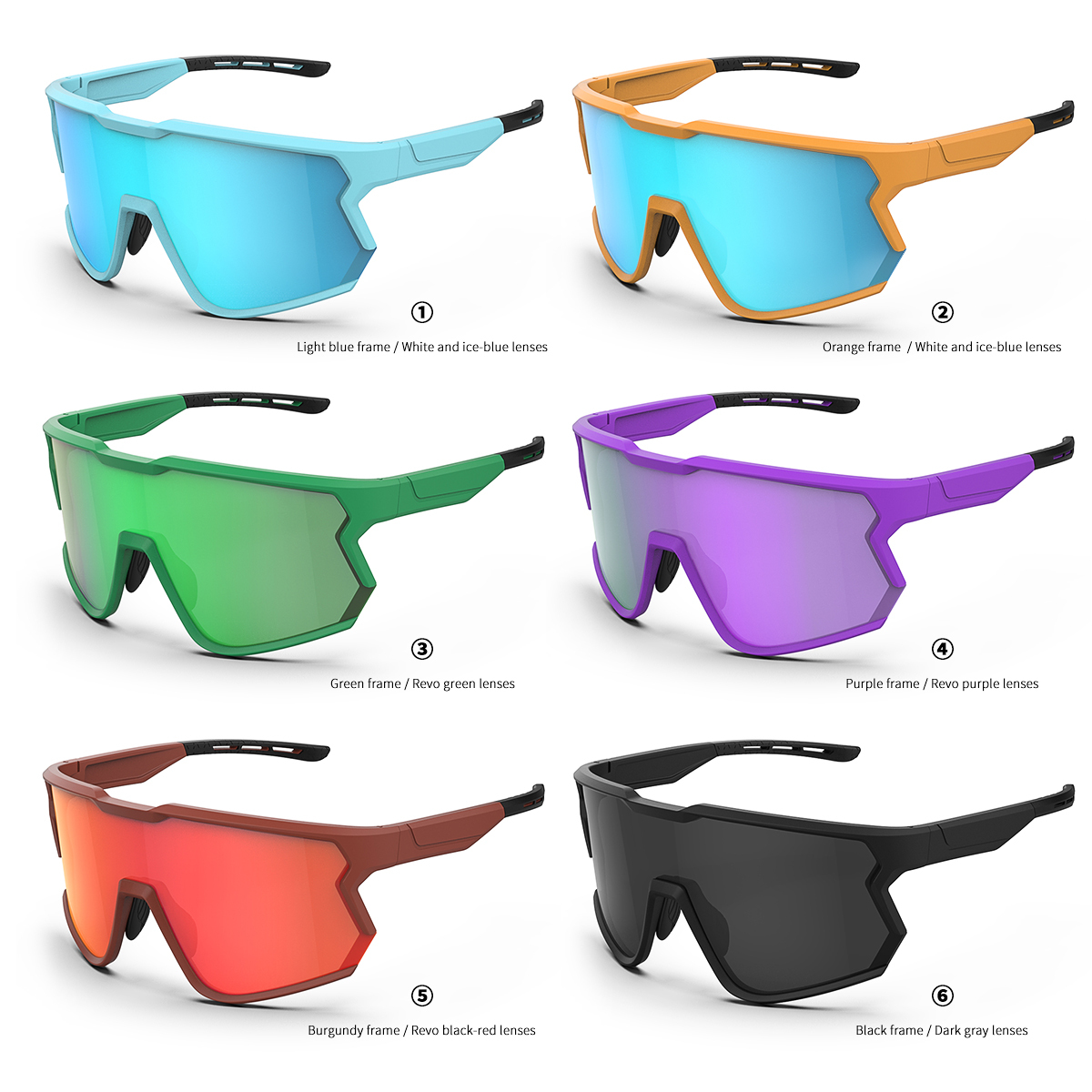 YH777 Large frame cycling sunglasses with polarised lenses sports glasses TR90 material men and women UV400 protection for Running Golf Fishing
